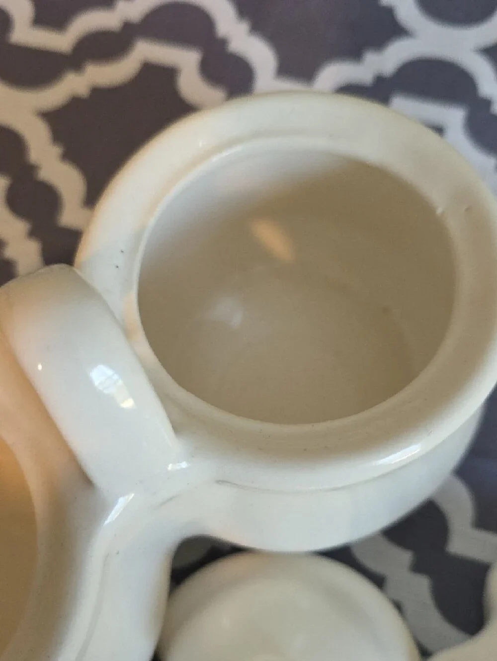 Ceramic Double Condiment Server in Cream with Wooden Spoons